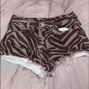 zebra print jean shorts
